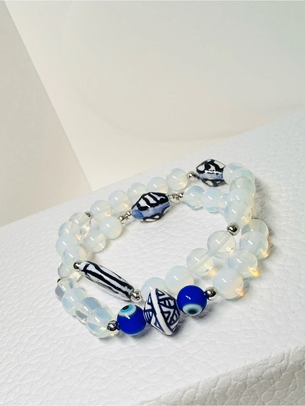 Two Opalite & Italian ceramics beads Bracelets